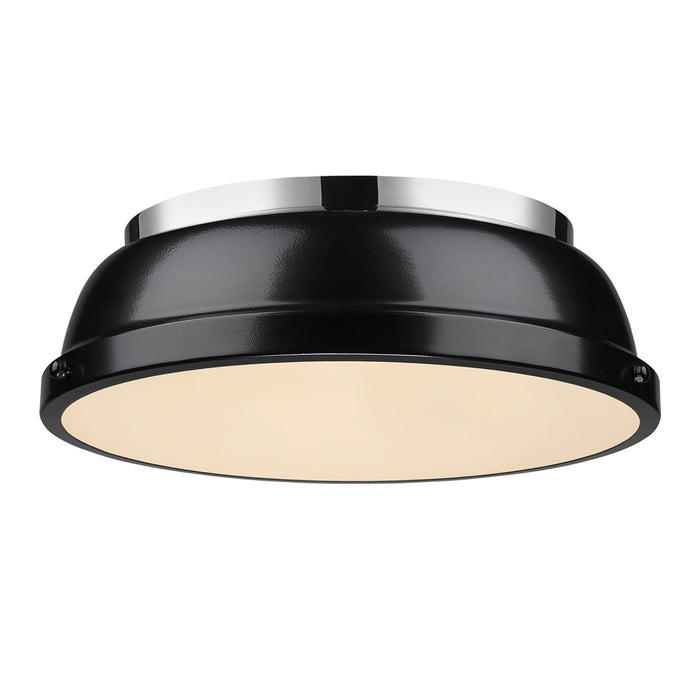 3602-14 CH-BK - Duncan Flush Mount in Chrome with Black Shade by Golden Lighting