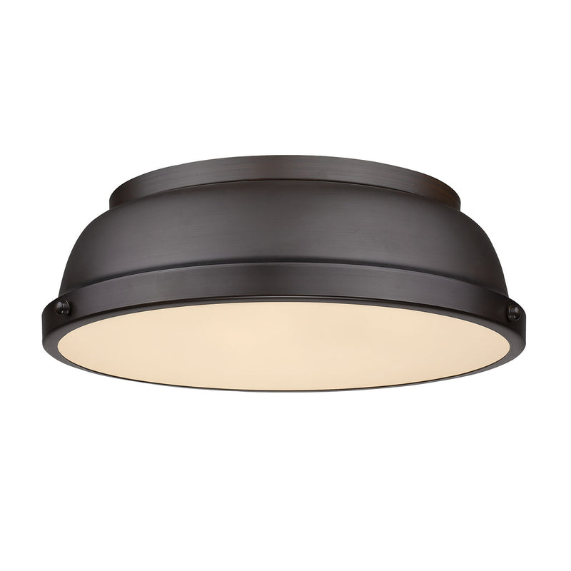 Duncan Flush Mount in Rubbed Bronze with Rubbed Bronze Shade - Lamps Expo