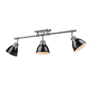 Duncan Semi-Flush Track Light in Pewter with Black Shades