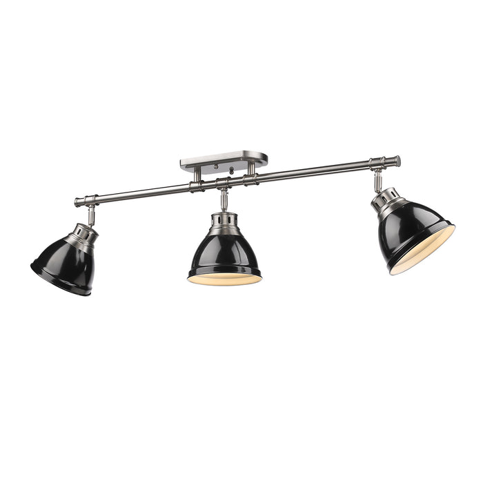 Duncan Semi-Flush Track Light in Pewter with Black Shades