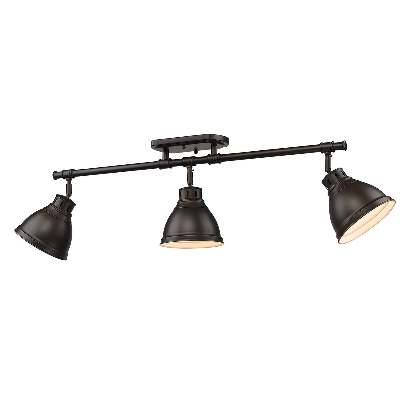 Duncan Semi-Flush Track Light in Rubbed Bronze with Rubbed Bronze Shades