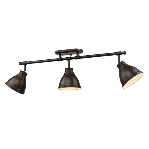 Duncan Semi-Flush Track Light in Rubbed Bronze with Rubbed Bronze Shades
