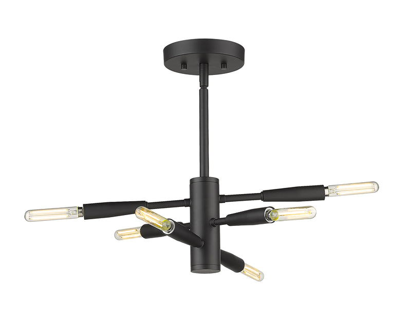 Ascension 6 Light 12.5" Semi Flush Mount in Matte Black