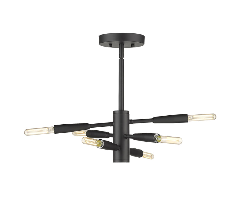 Ascension 6 Light 12.5" Semi Flush Mount in Matte Black