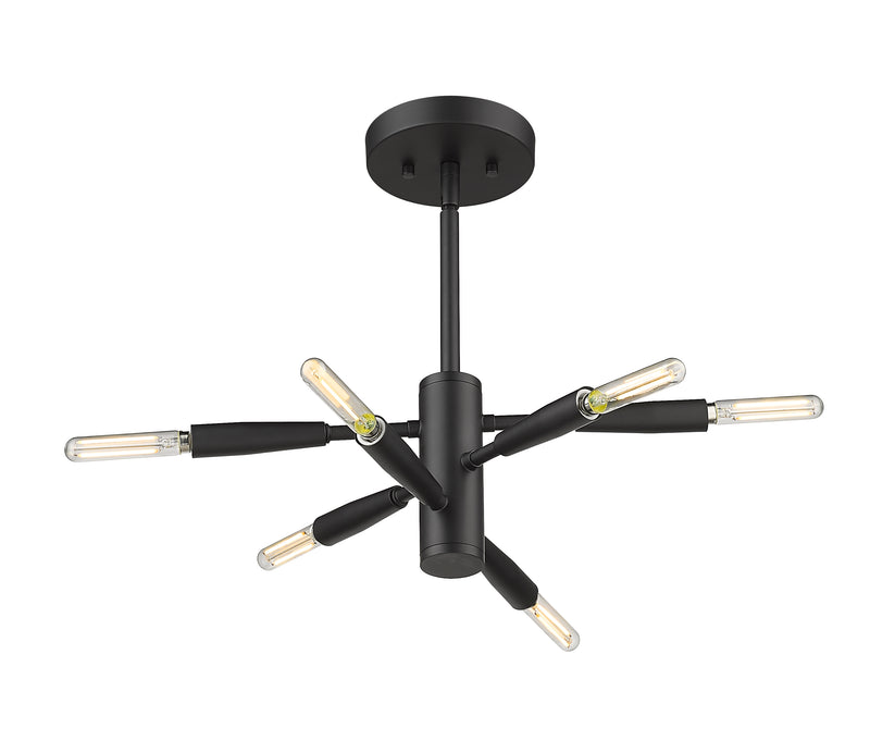 Ascension 6 Light 12.5" Semi Flush Mount in Matte Black