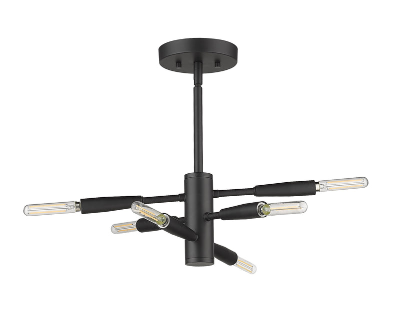 Ascension 6 Light 12.5" Semi Flush Mount in Matte Black