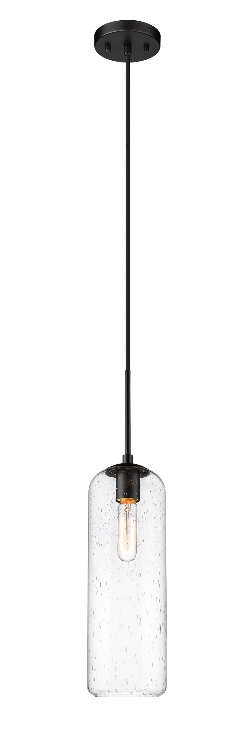 Monty 1 Light 5.25" Pendant, 22" Tall in Matte Black