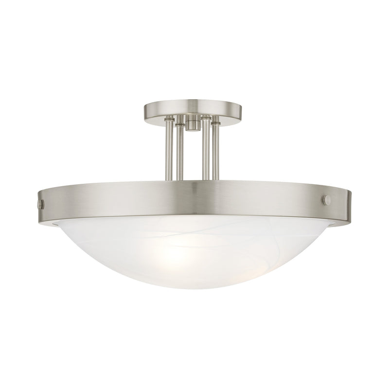 New Brighton 3-Light Semi-Flush Mount in Brushed Nickel