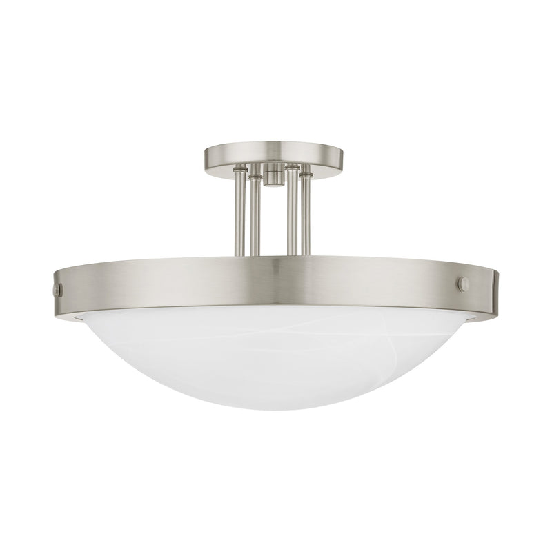 New Brighton 3-Light Semi-Flush Mount in Brushed Nickel