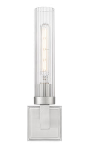 Beau 1 Light 4.5" Wall Sconce, Clear Ribbed Shade in Brushed Nickel