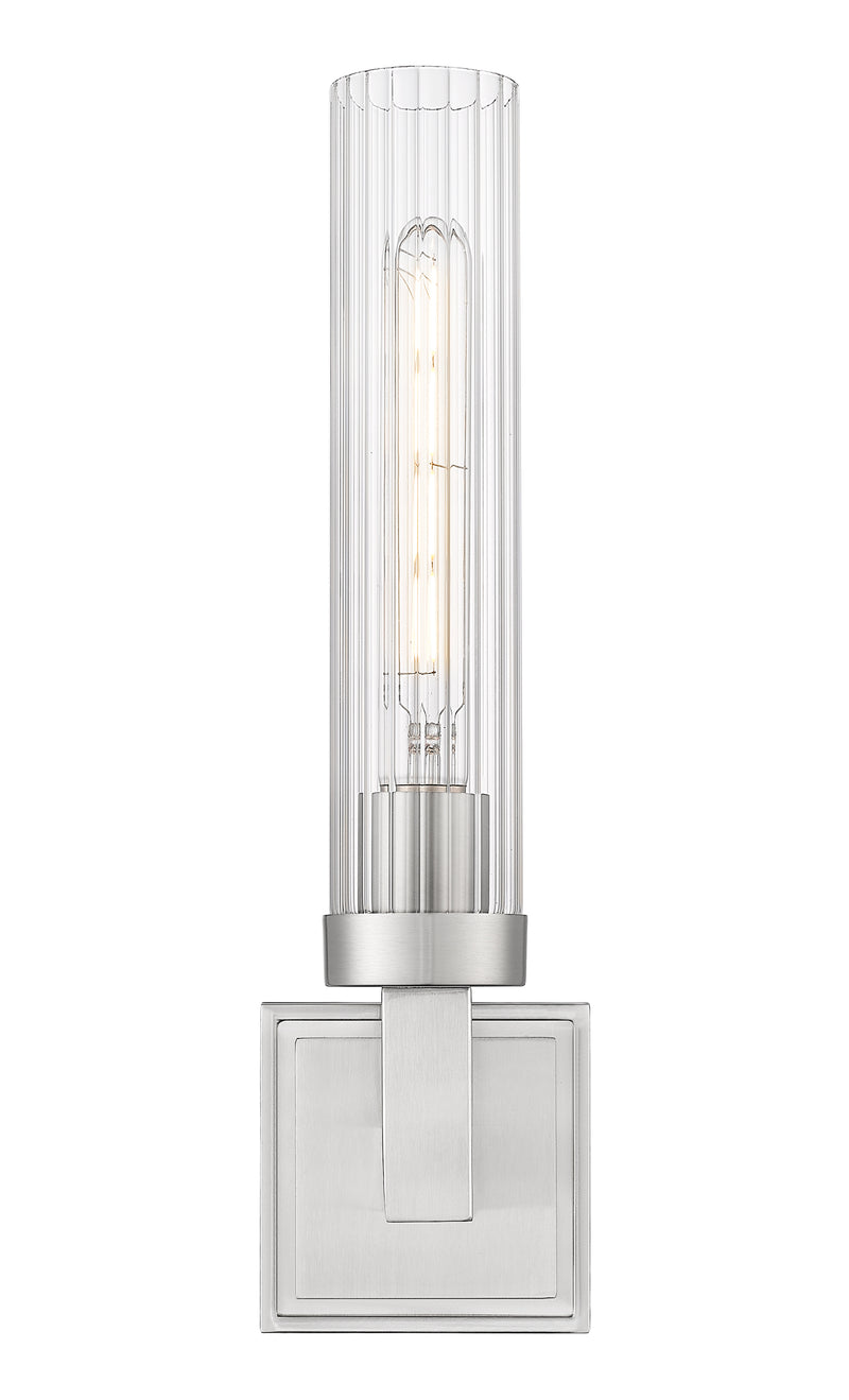 Beau 1 Light 4.5" Wall Sconce, Clear Ribbed Shade in Brushed Nickel