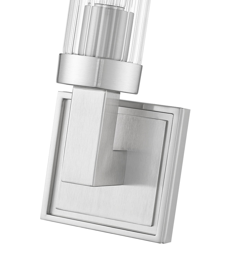 Beau 1 Light 4.5" Wall Sconce, Clear Ribbed Shade in Brushed Nickel