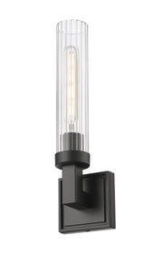 Beau 1 Light 4.5" Wall Sconce, Clear Ribbed Shade in Matte Black