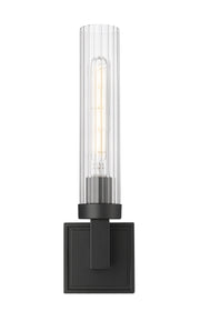Beau 1 Light 4.5" Wall Sconce, Clear Ribbed Shade in Matte Black