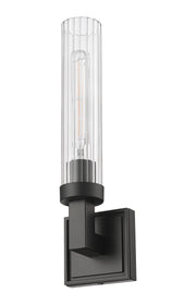 Beau 1 Light 4.5" Wall Sconce, Clear Ribbed Shade in Matte Black