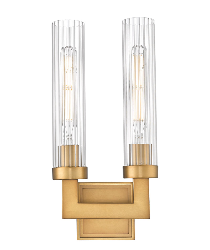 Beau 2 Light 8" Wall Sconce in Rubbed Brass