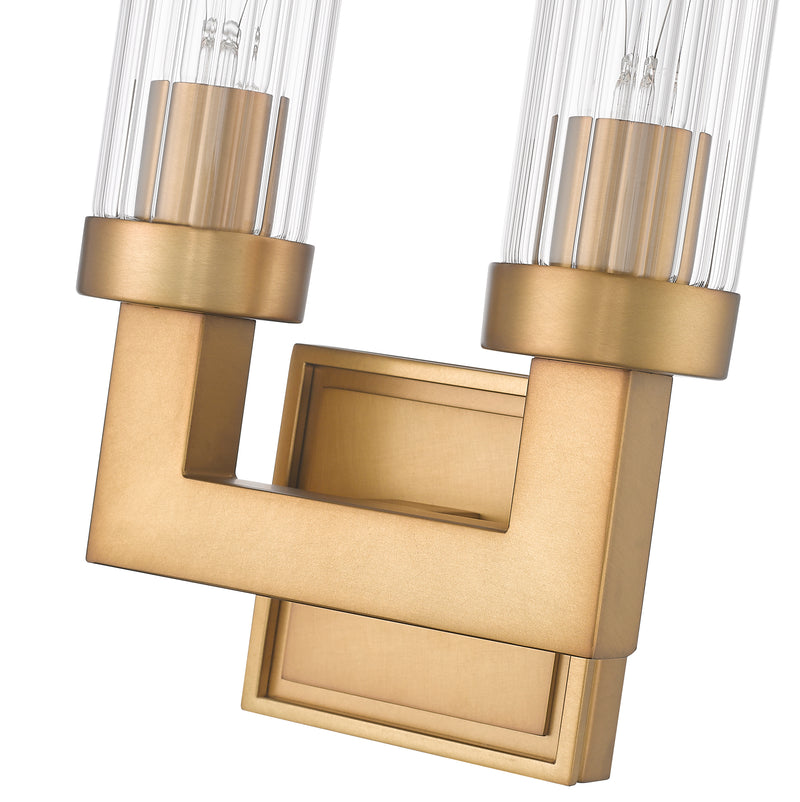 Beau 2 Light 8" Wall Sconce in Rubbed Brass
