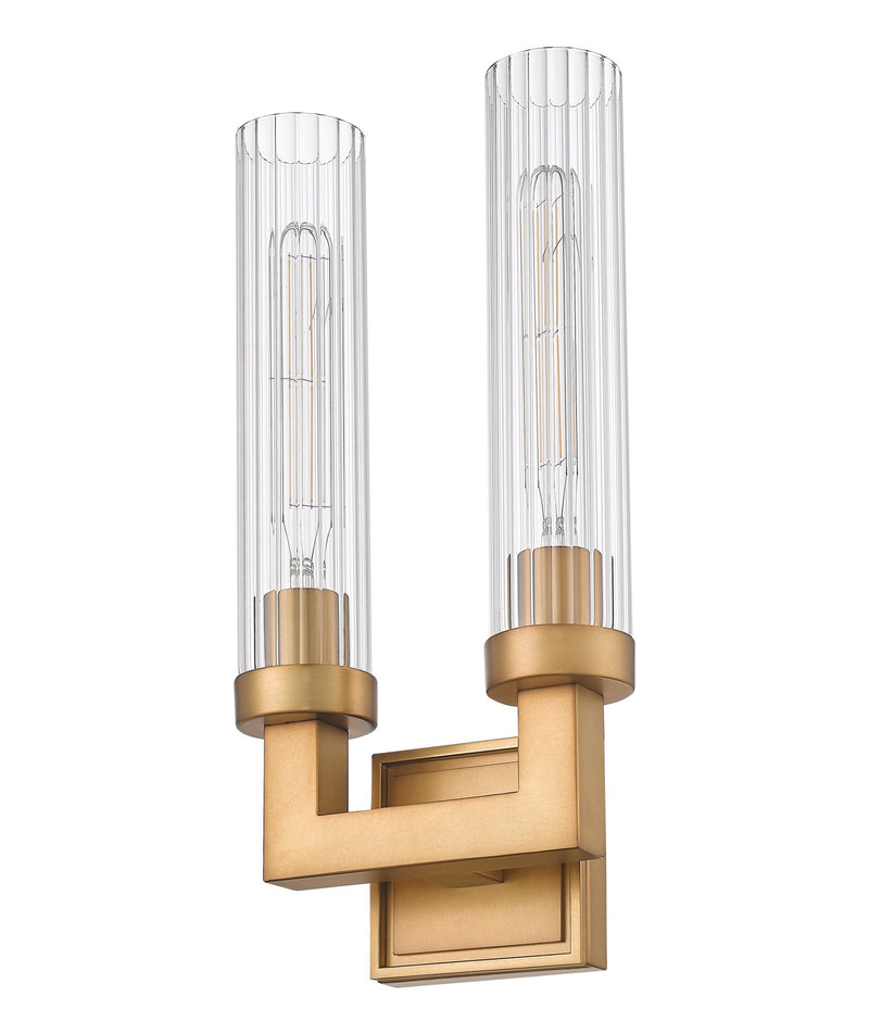 Beau 2 Light 8" Wall Sconce in Rubbed Brass