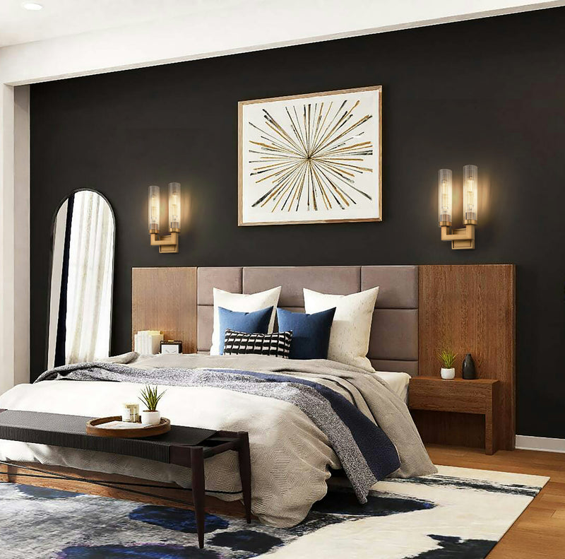 Beau 2 Light 8" Wall Sconce in Rubbed Brass in a room setting