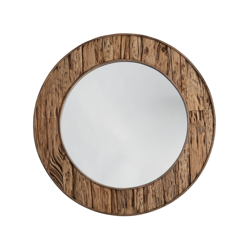 Round Railroad Tie Mirror in Reclaimed Railroad Ties