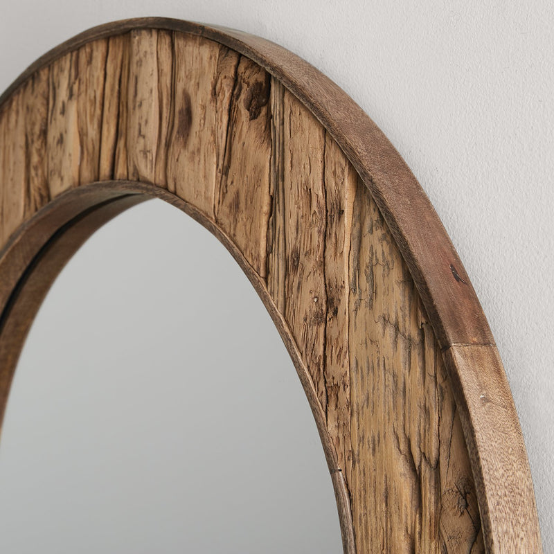 Round Railroad Tie Mirror in Reclaimed Railroad Ties