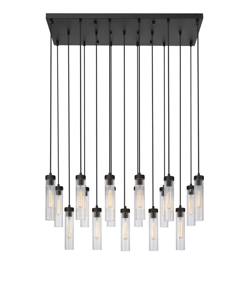 Beau 17 Light 42" Linear Pendant in Matte Black