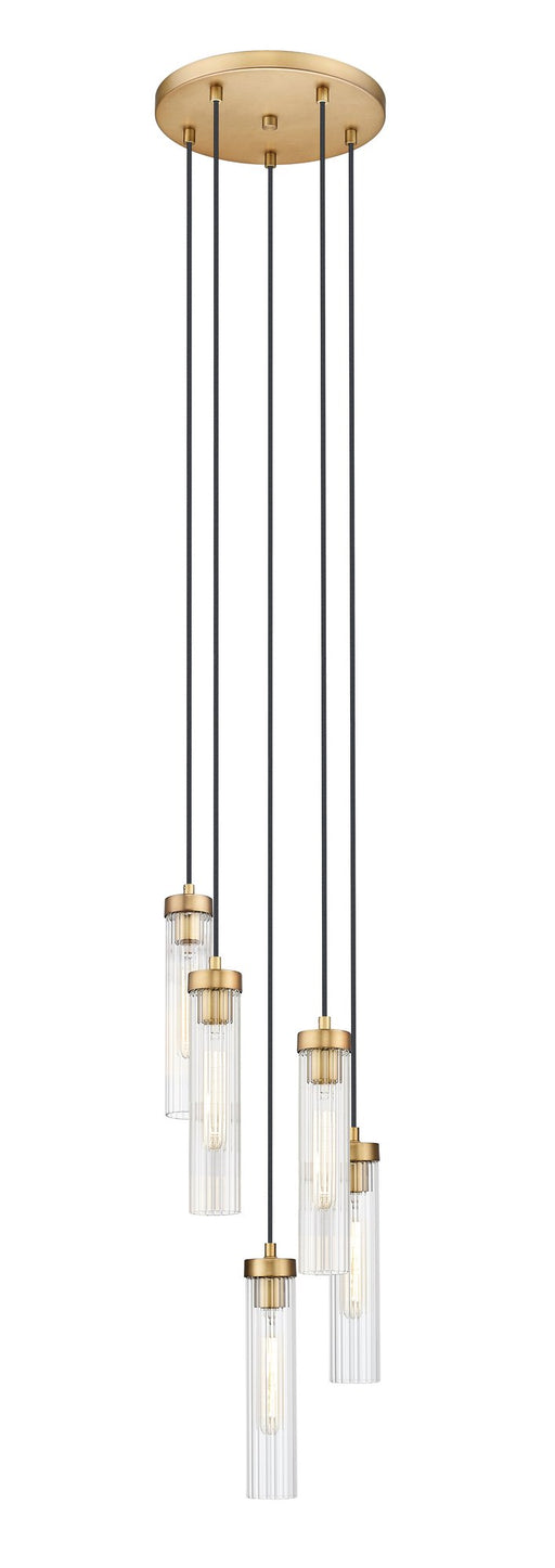 Beau 5 Light 12" Pendant in Rubbed Brass