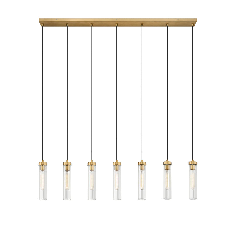 Beau 7 Light 54" Linear Pendant in Rubbed Brass