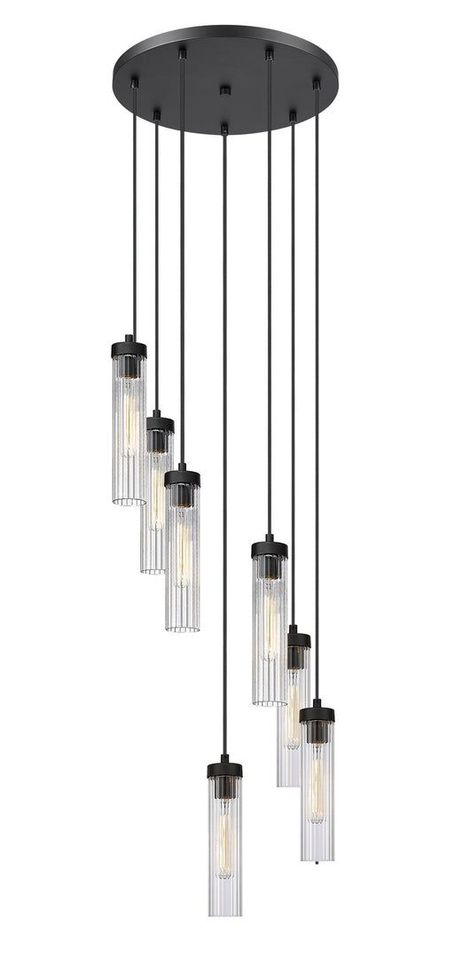 Beau 7 Light 18" Pendant in Matte Black