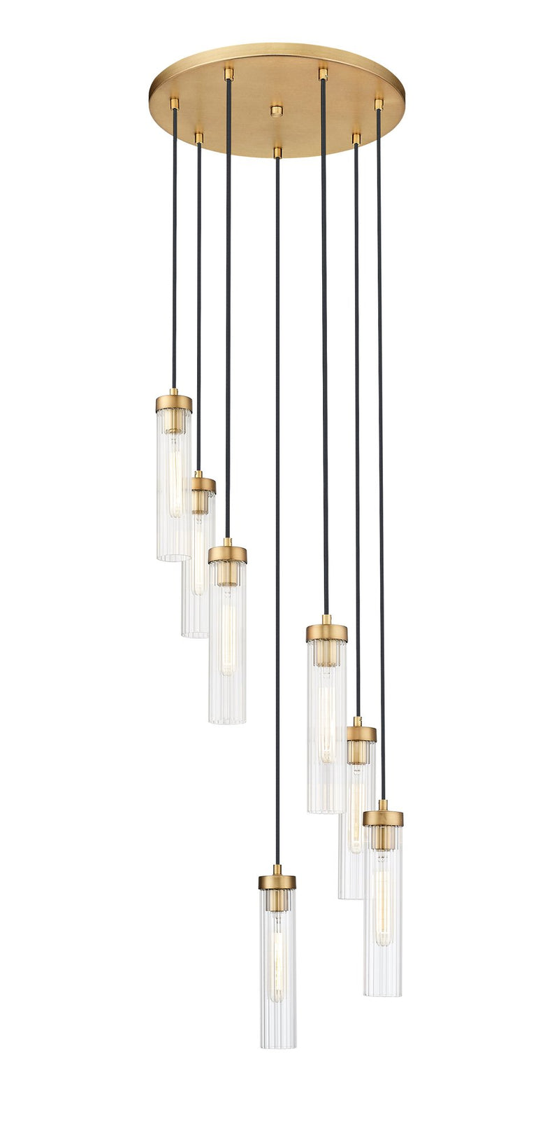 Beau 7 Light 18" Pendant in Rubbed Brass