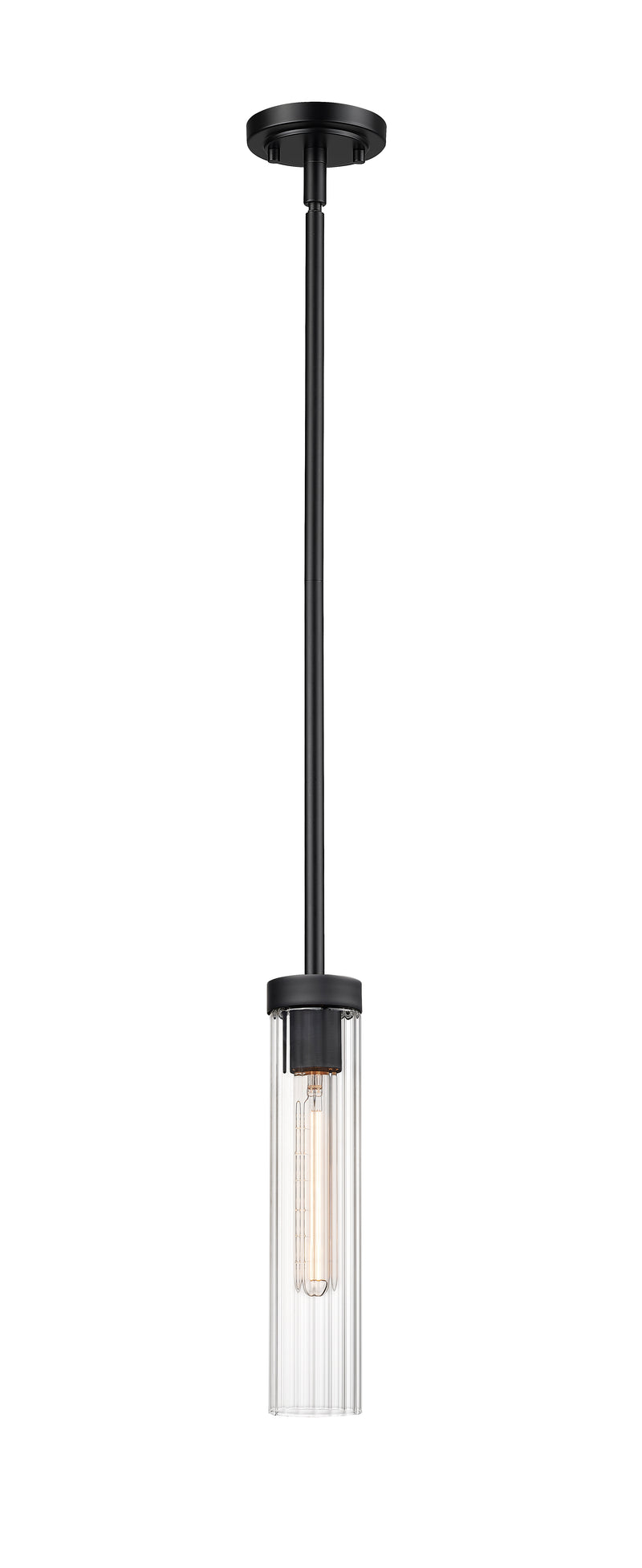 Beau 1 Light 4.75" Pendant, Rod Mount in Matte Black