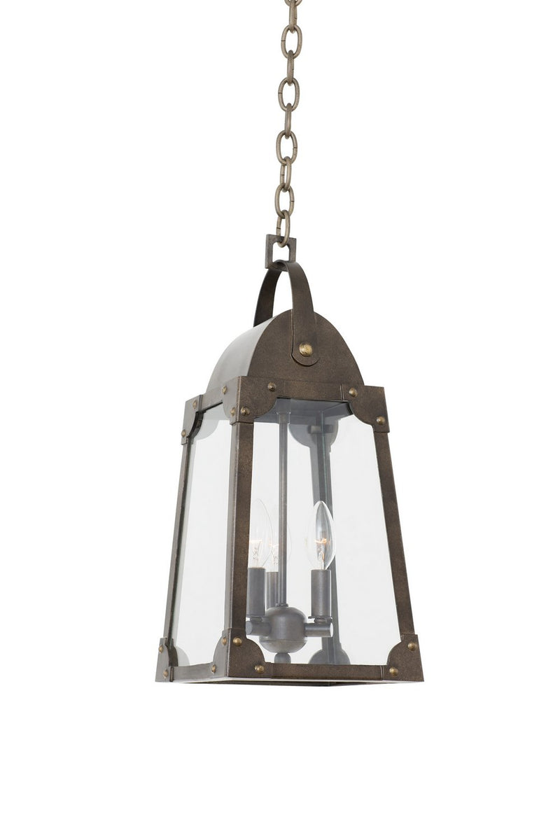 Arlington 3-Light Outdoor Lantern Pendant in Aged Bronze