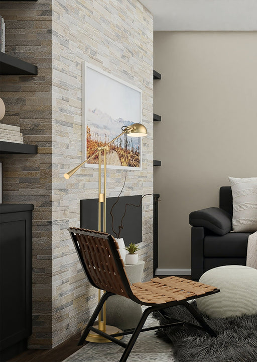 Grammercy Park 1 Light 12.75" Floor Lamp in Heritage Brass in a room setting