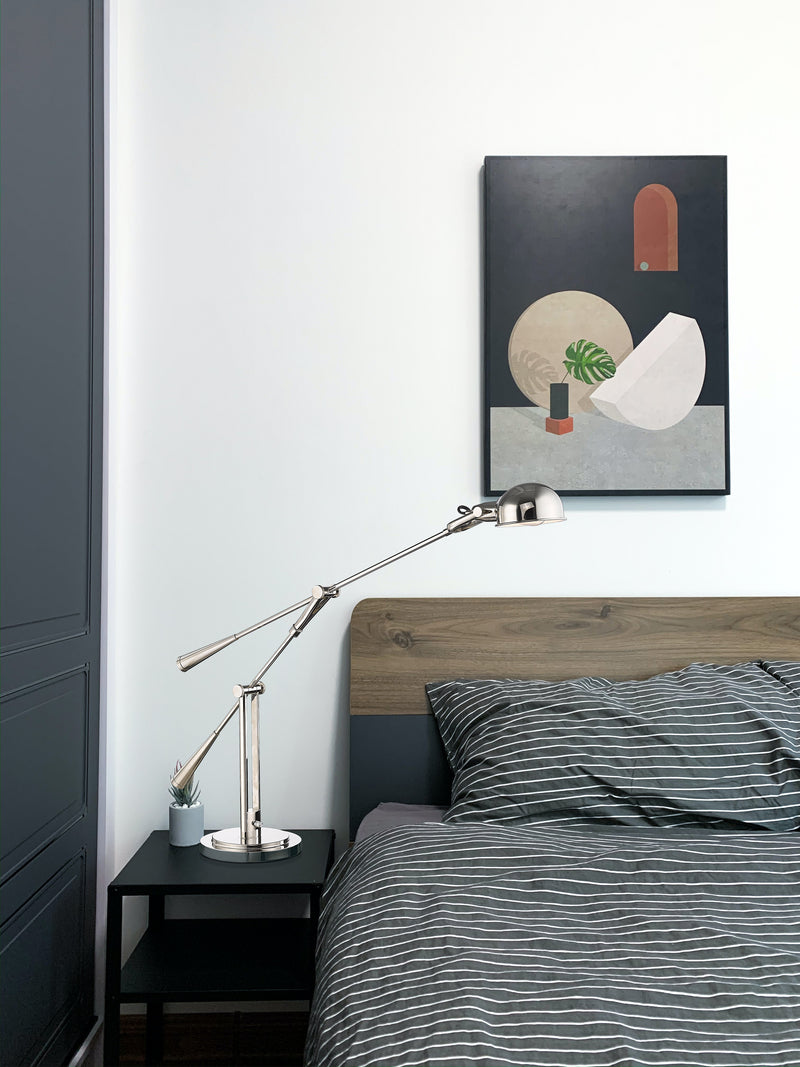 Grammercy Park 1 Light 10" Table Lamp in Polished Nickel in a room setting