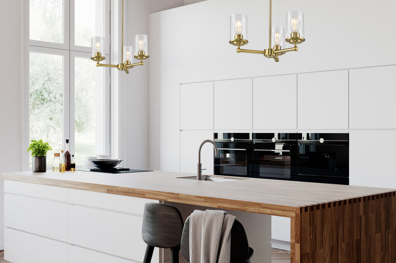Thayer 3 Light 19" Chandelier in Luxe Gold in a room setting