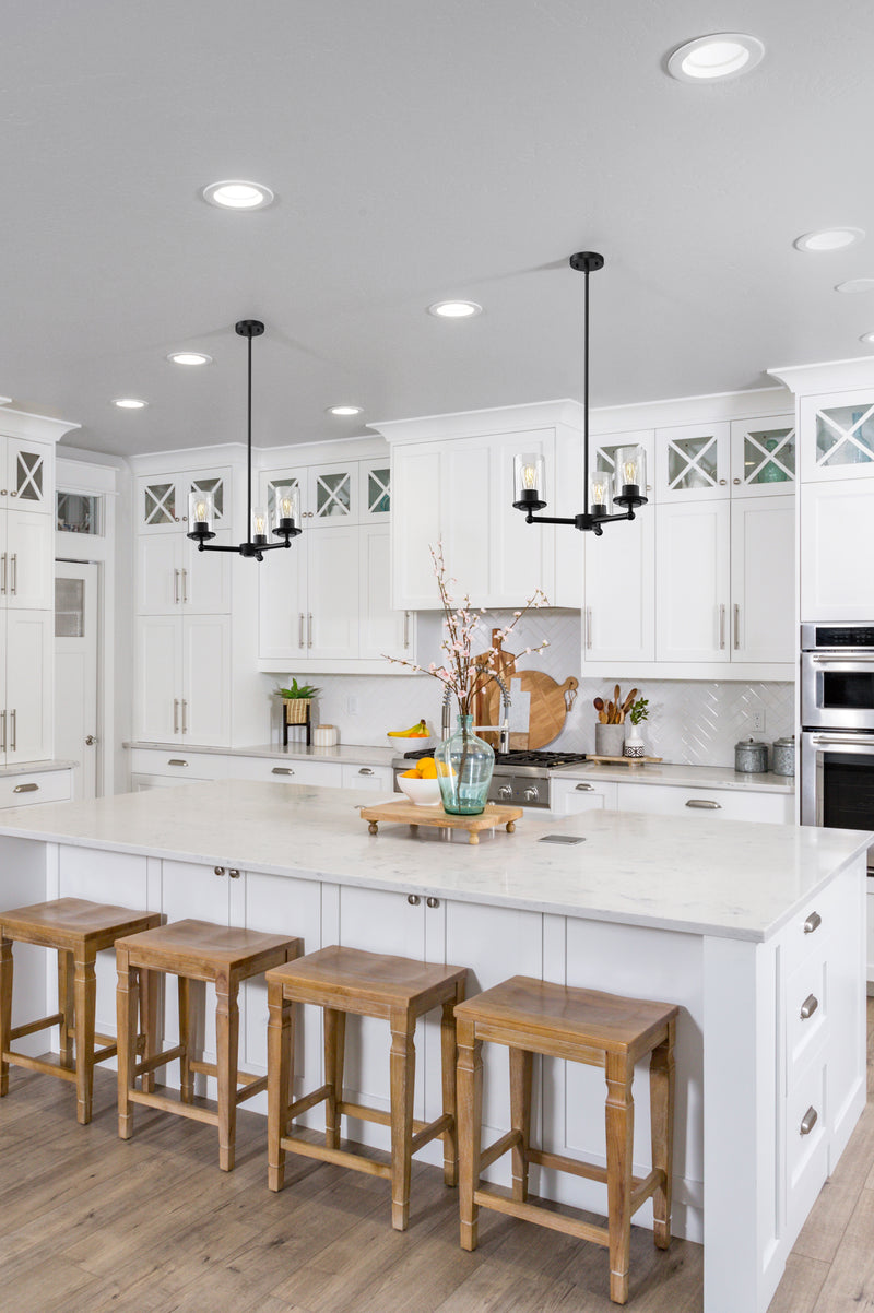 Thayer 3 Light 19" Chandelier in Matte Black in a room setting