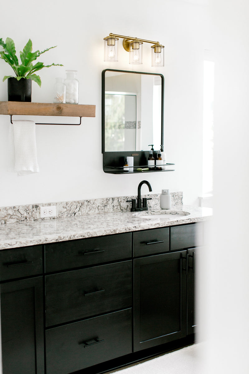 Thayer 3 Light 22.5" Vanity in Luxe Gold in a room setting