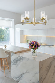 Thayer 5 Light 26" Chandelier in Luxe Gold in a room setting