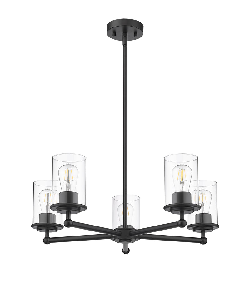 Thayer 5 Light 26" Chandelier in Matte Black