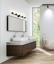 Thayer 5 Light 39" Vanity in Matte Black in a room setting