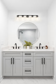 Thayer 5 Light 39" Vanity in Matte Black in a room setting