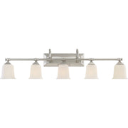 Nicholas 5-Light Opal Glass Bath Vanity Light in Brushed Nickel
