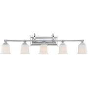 Nicholas 5-Light Opal Glass Bath Vanity Light in Polished Chrome
