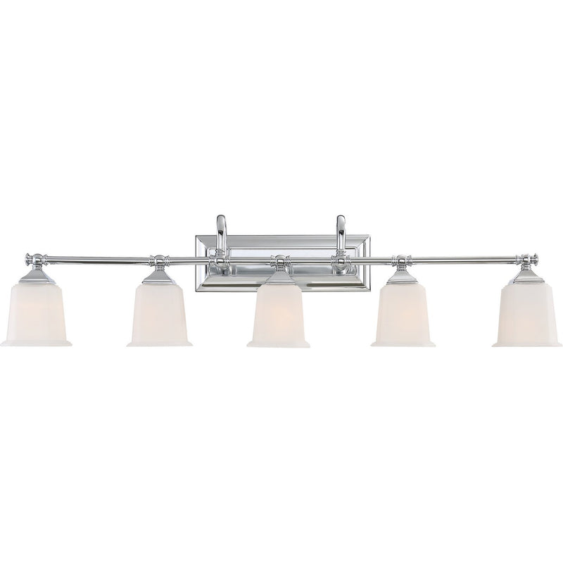 Nicholas 5-Light Opal Glass Bath Vanity Light in Polished Chrome