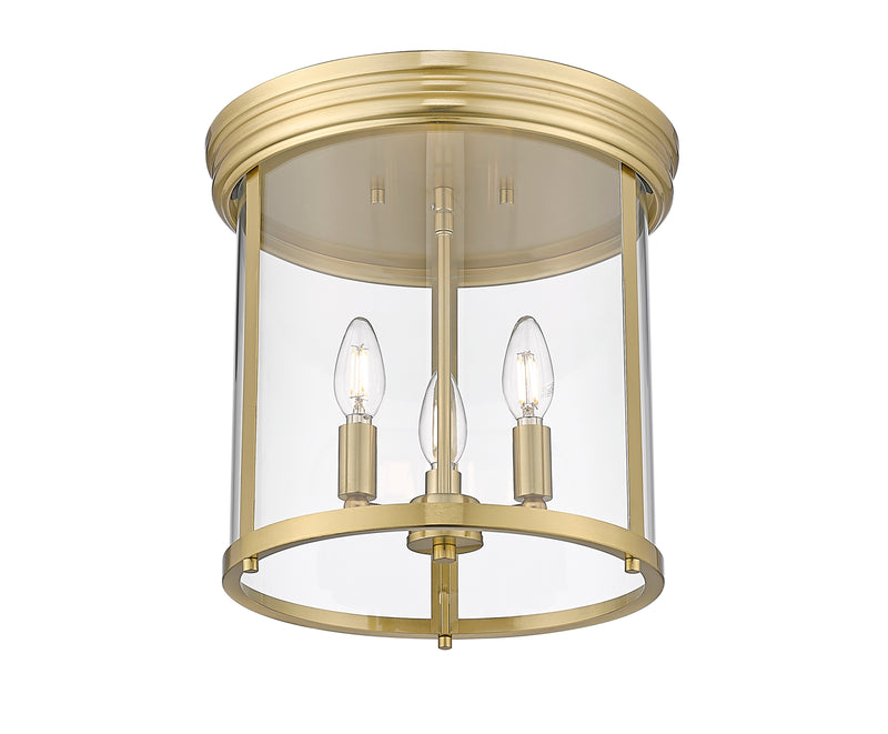 Thayer 3 Light 13" Flush Mount in Luxe Gold