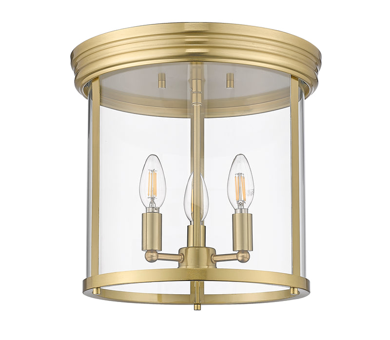 Thayer 3 Light 13" Flush Mount in Luxe Gold