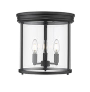 Thayer 3 Light 13" Flush Mount in Matte Black