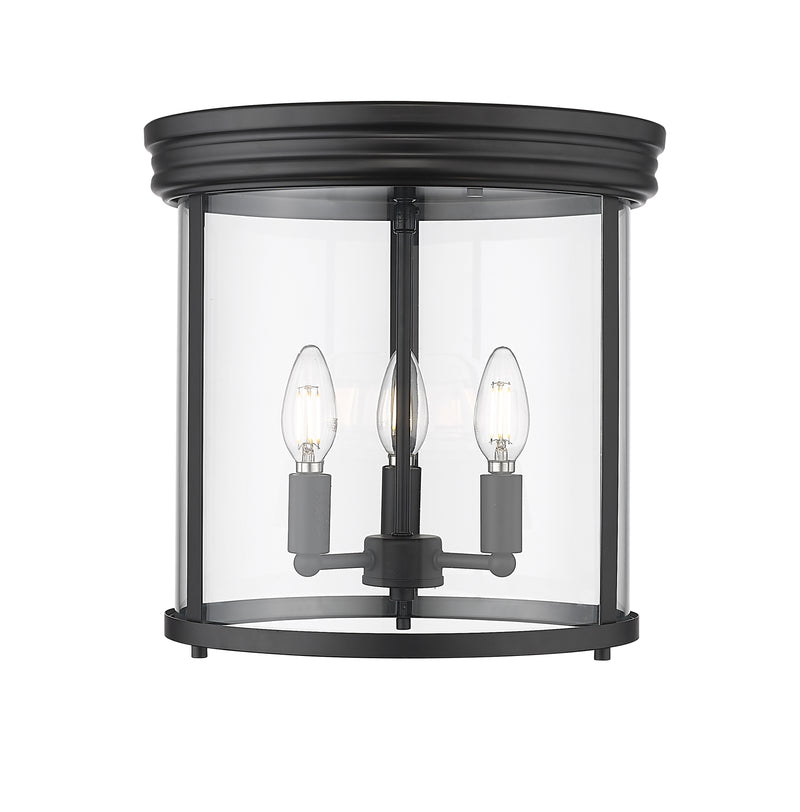 Thayer 3 Light 13" Flush Mount in Matte Black