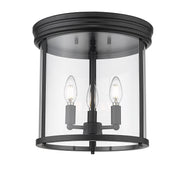 Thayer 3 Light 13" Flush Mount in Matte Black