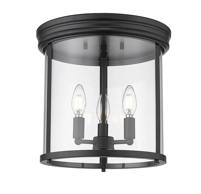Thayer 3 Light 13" Flush Mount in Matte Black